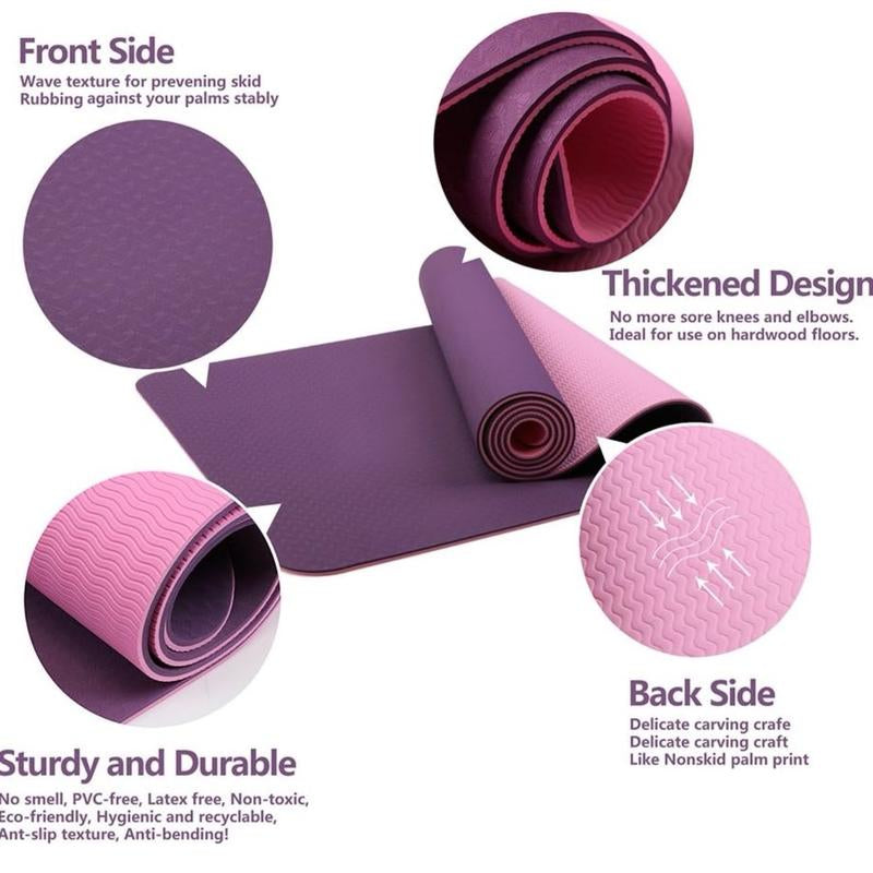 Yoga Mat Non Slip Exercise Mat Extra Thick Workout Mat for Yoga, Eco Friendly Exercise Yoga Mat High Density Fitness Pilates Mat with Carrying Strap, 72"X 24"X 6Mm
