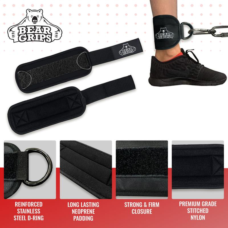 Bear Grips Barbell Pad & Ankle Straps for Cable Machine Combo EVA Foam with Cover Squat Pad and Barbell Pad for Hip Thrust Pad. Ankle Straps for Thigh, Legs, Glutes, Butt Sculpting