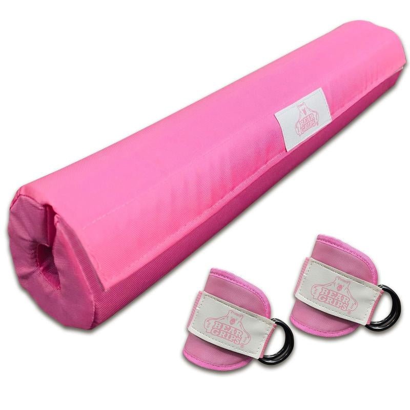 Bear Grips Barbell Pad & Ankle Straps for Cable Machine Combo EVA Foam with Cover Squat Pad and Barbell Pad for Hip Thrust Pad. Ankle Straps for Thigh, Legs, Glutes, Butt Sculpting