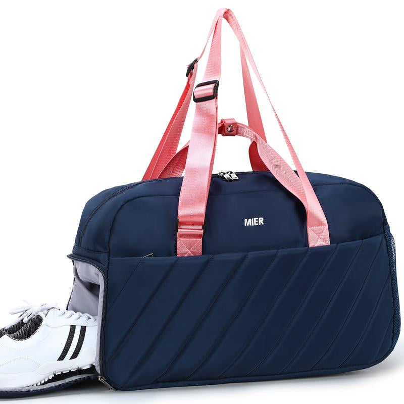 2024New MIER Gym Bag for Women Cute Travel Duffle Bags Quilted Shoulder Tote Bags with Shoes Compartment and Wet Pocket
