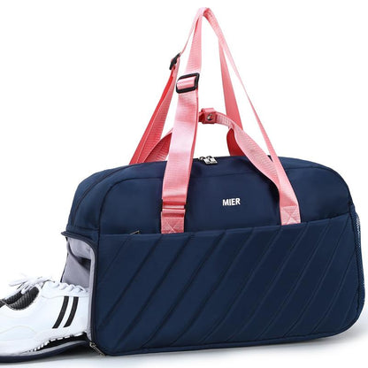 2024New MIER Gym Bag for Women Cute Travel Duffle Bags Quilted Shoulder Tote Bags with Shoes Compartment and Wet Pocket