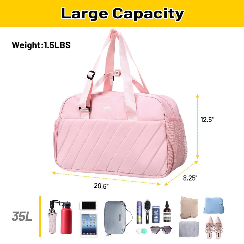 2024New MIER Gym Bag for Women Cute Travel Duffle Bags Quilted Shoulder Tote Bags with Shoes Compartment and Wet Pocket