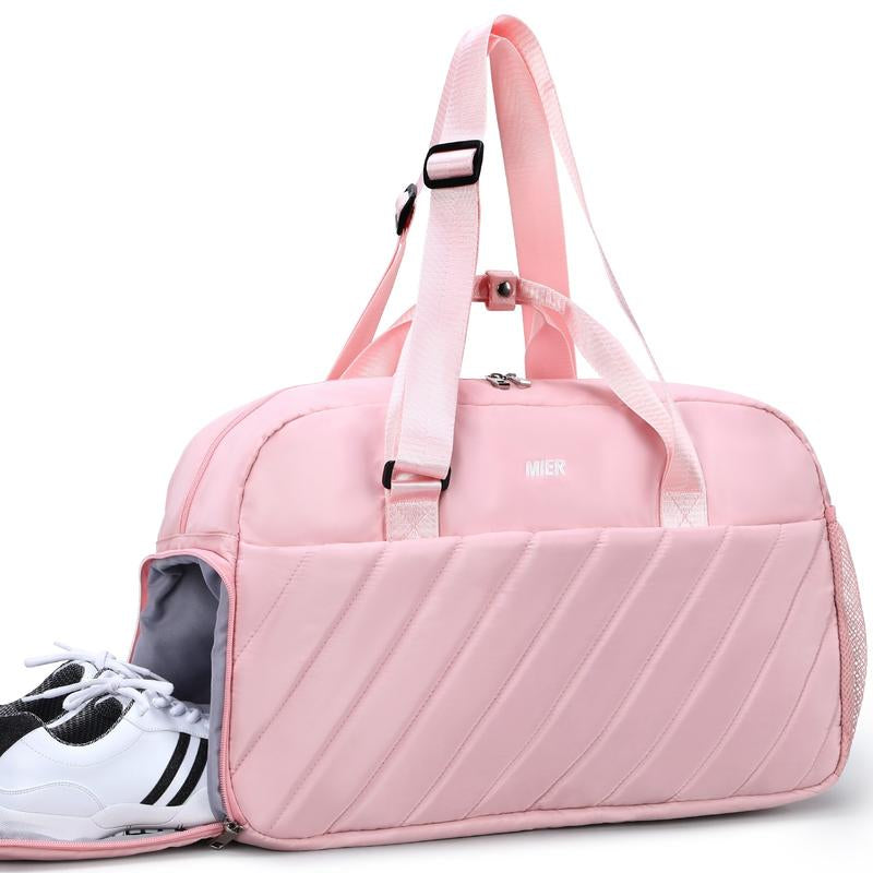 2024New MIER Gym Bag for Women Cute Travel Duffle Bags Quilted Shoulder Tote Bags with Shoes Compartment and Wet Pocket