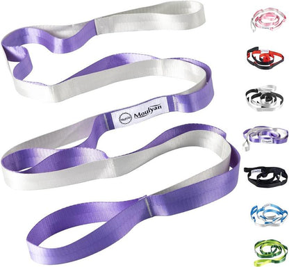 Stretching Strap Yoga Strap for Physical Therapy,10 Loops Yoga Straps for Stretching,Non-Elastic Stretch Strap for Pilates, Flexibility, Exercise, Stretch Band Women Men