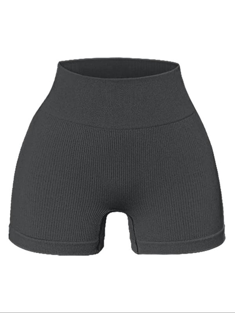 Women'S Plain Ribbed High Waist Sports Gym Shorts, Basketball Shorts, Seamless Skinny Biker Shorts for Gym Workout Cycling Treadmill Running, Gym Clothes, Summer Clothes Women Gym Shorts