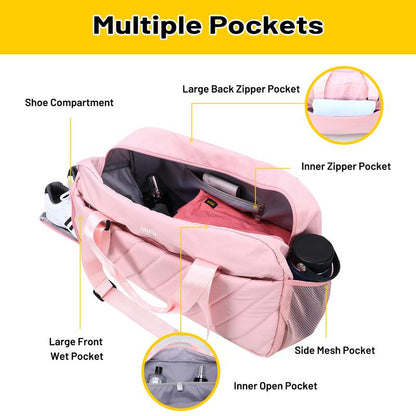 2024New MIER Gym Bag for Women Cute Travel Duffle Bags Quilted Shoulder Tote Bags with Shoes Compartment and Wet Pocket