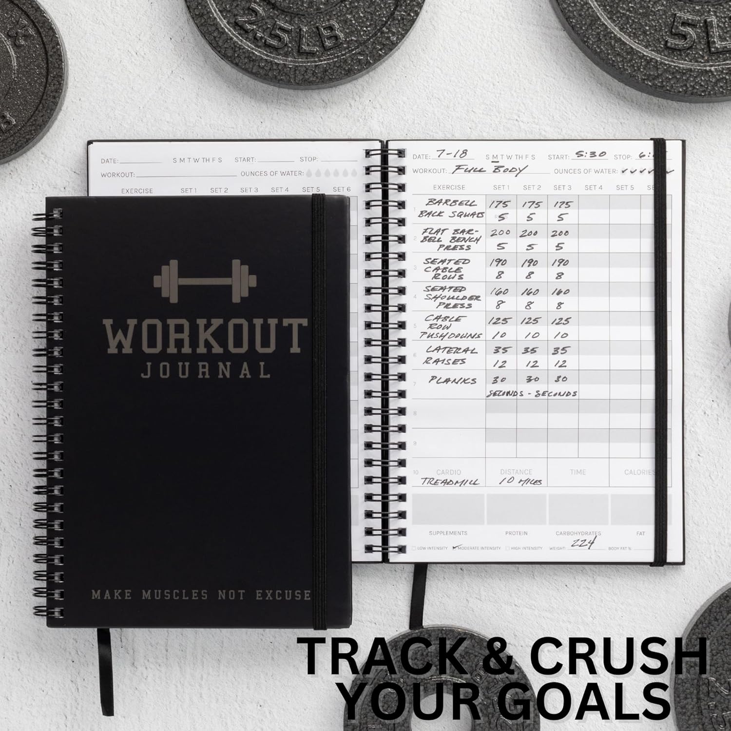 The Ultimate Fitness Journal for Tracking and Crushing Your Gym Goals - Detailed Workout Planner & Log Book for Men and Women - Great Gym Accessories with Calendar, Nutrition & Progress Tracker