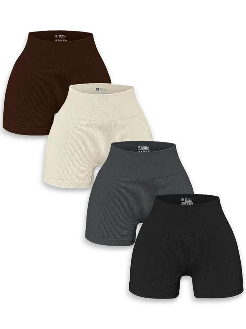 Women'S Plain Ribbed High Waist Sports Gym Shorts, Basketball Shorts, Seamless Skinny Biker Shorts for Gym Workout Cycling Treadmill Running, Gym Clothes, Summer Clothes Women Gym Shorts