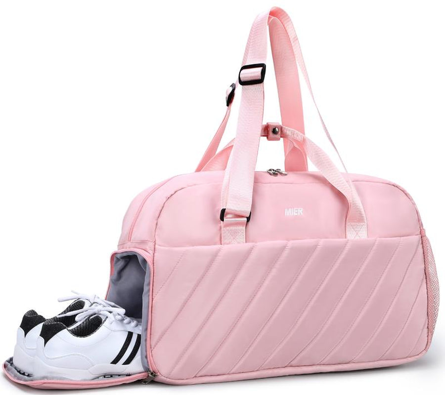 2024New MIER Gym Bag for Women Cute Travel Duffle Bags Quilted Shoulder Tote Bags with Shoes Compartment and Wet Pocket
