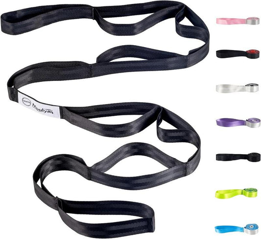 Stretching Strap Yoga Strap for Physical Therapy,10 Loops Yoga Straps for Stretching,Non-Elastic Stretch Strap for Pilates, Flexibility, Exercise, Stretch Band Women Men