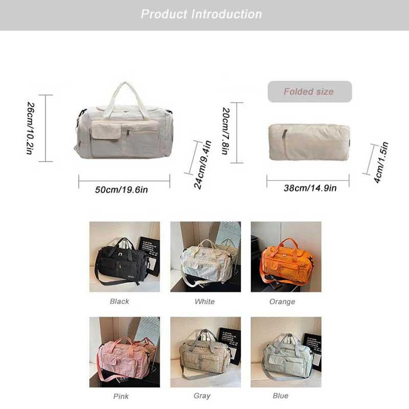 Sports Gym Bag with Shoe Compartment, Travel Duffel Bag for Men and Women, Foldable Design, Dry and Wet Separation Pockets, Overnight Bag