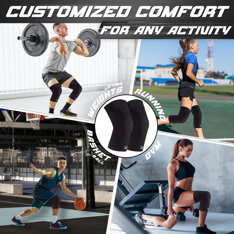 Bear Grips Knee Compression Sleeve for Knee Pain - 1 Pair Workout Equipment Knee Support for Running, Injury Protection - Home Gym Equipment Knee Pads for Women and Men