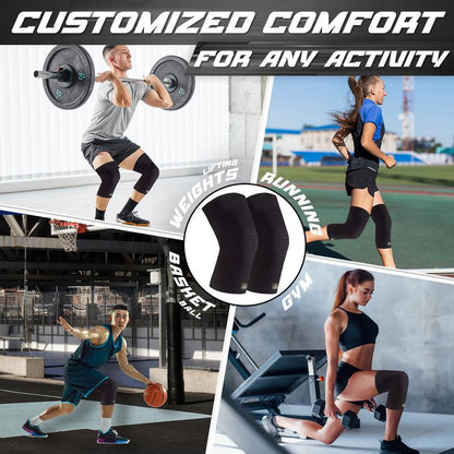 Bear Grips Knee Compression Sleeve for Knee Pain - 1 Pair Workout Equipment Knee Support for Running, Injury Protection - Home Gym Equipment Knee Pads for Women and Men