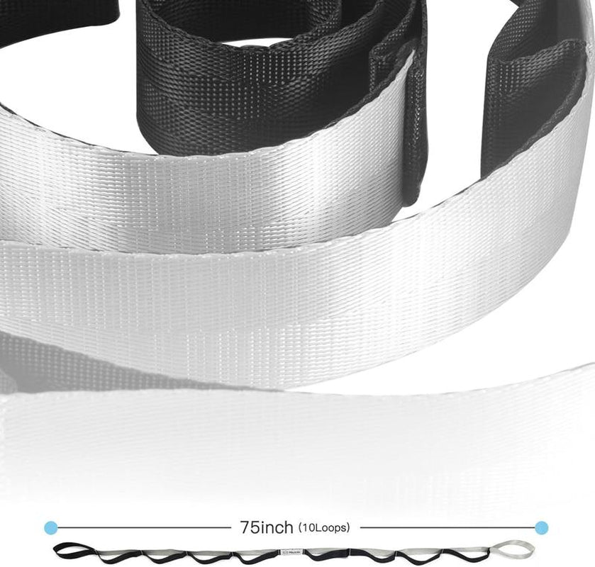 Stretching Strap Yoga Strap for Physical Therapy,10 Loops Yoga Straps for Stretching,Non-Elastic Stretch Strap for Pilates, Flexibility, Exercise, Stretch Band Women Men