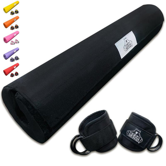 Bear Grips Barbell Pad & Ankle Straps for Cable Machine Combo EVA Foam with Cover Squat Pad and Barbell Pad for Hip Thrust Pad. Ankle Straps for Thigh, Legs, Glutes, Butt Sculpting