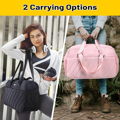 2024New MIER Gym Bag for Women Cute Travel Duffle Bags Quilted Shoulder Tote Bags with Shoes Compartment and Wet Pocket